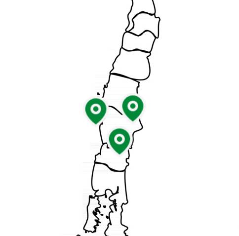 Mapa de Chile mostrando las zonas de cobertura